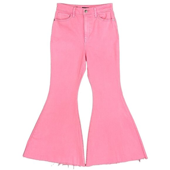 Wild Fable Highest Rise Extreme Flare Raw Hem Jeans in Pink Women's Size 6/28 - Picture 3 of 16